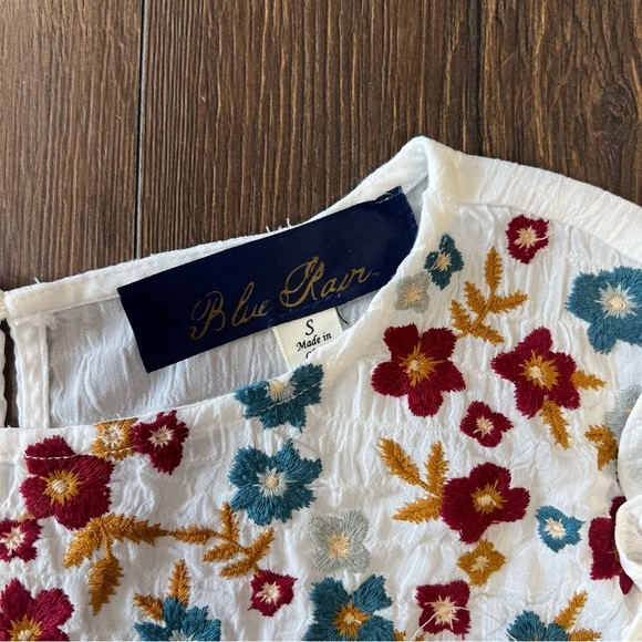 Blue rain, embroidered blouse SZ SM - Picture 3 of 4